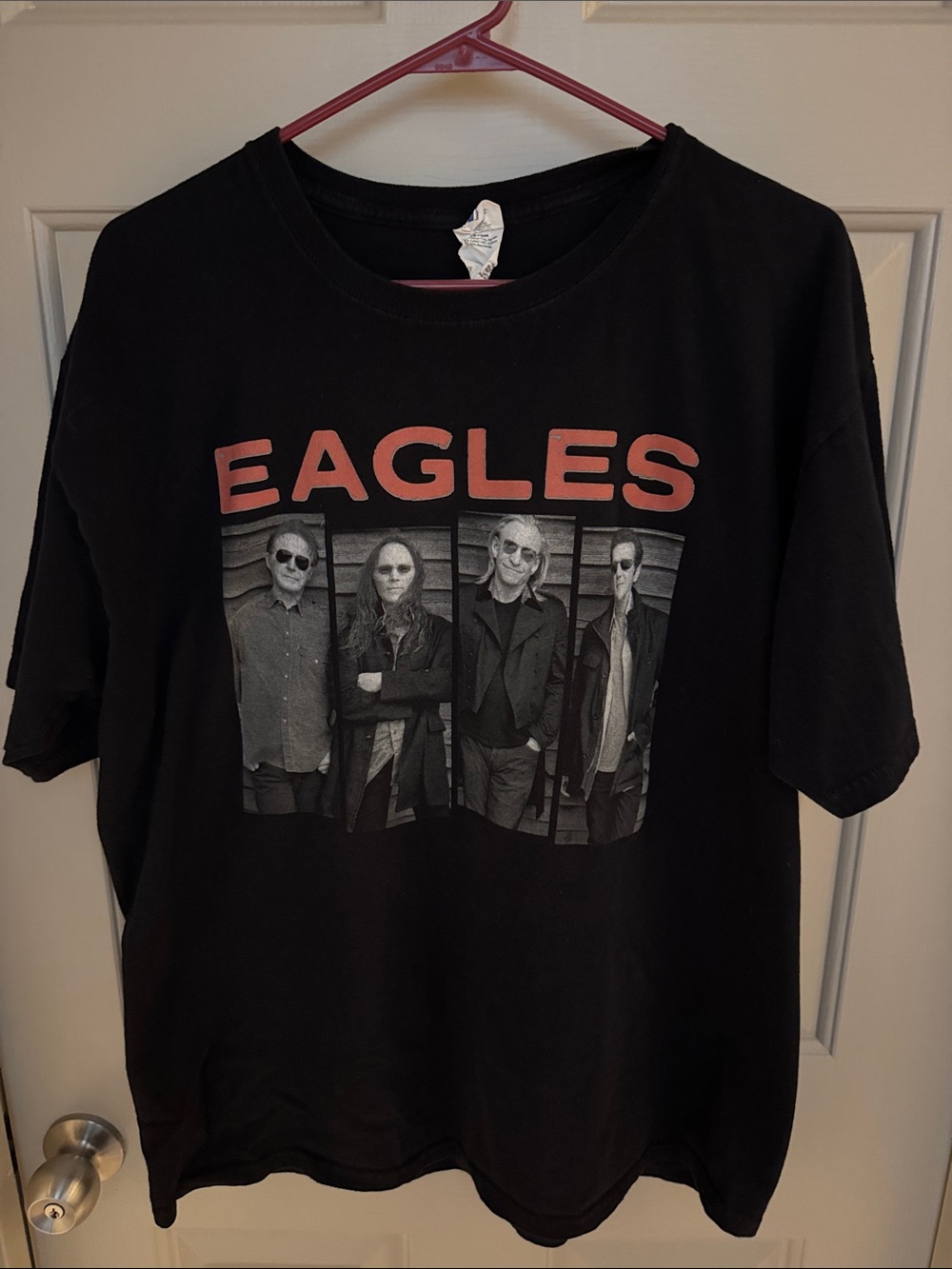 Anvil Black Eagles Band Tee with Red Logo Vintage with Glen Frey!
